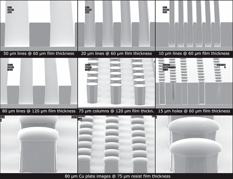  Resist pattern and plated structures attained with a 60 and 120 µm thick AZ<sup>®</sup> 125nXT.